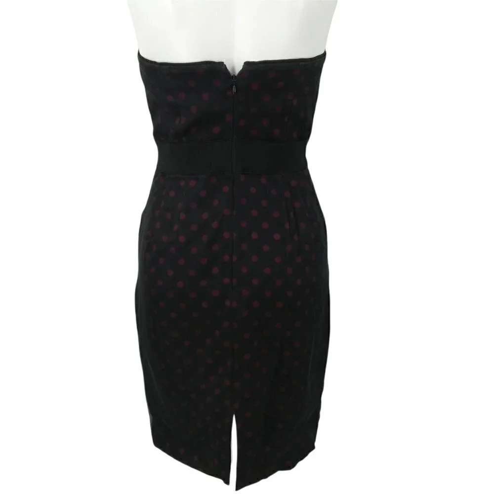 White House Black Market Polka Dot Strapless Party Dress Size 2 WHBM Silk LBD - Picture 7 of 12